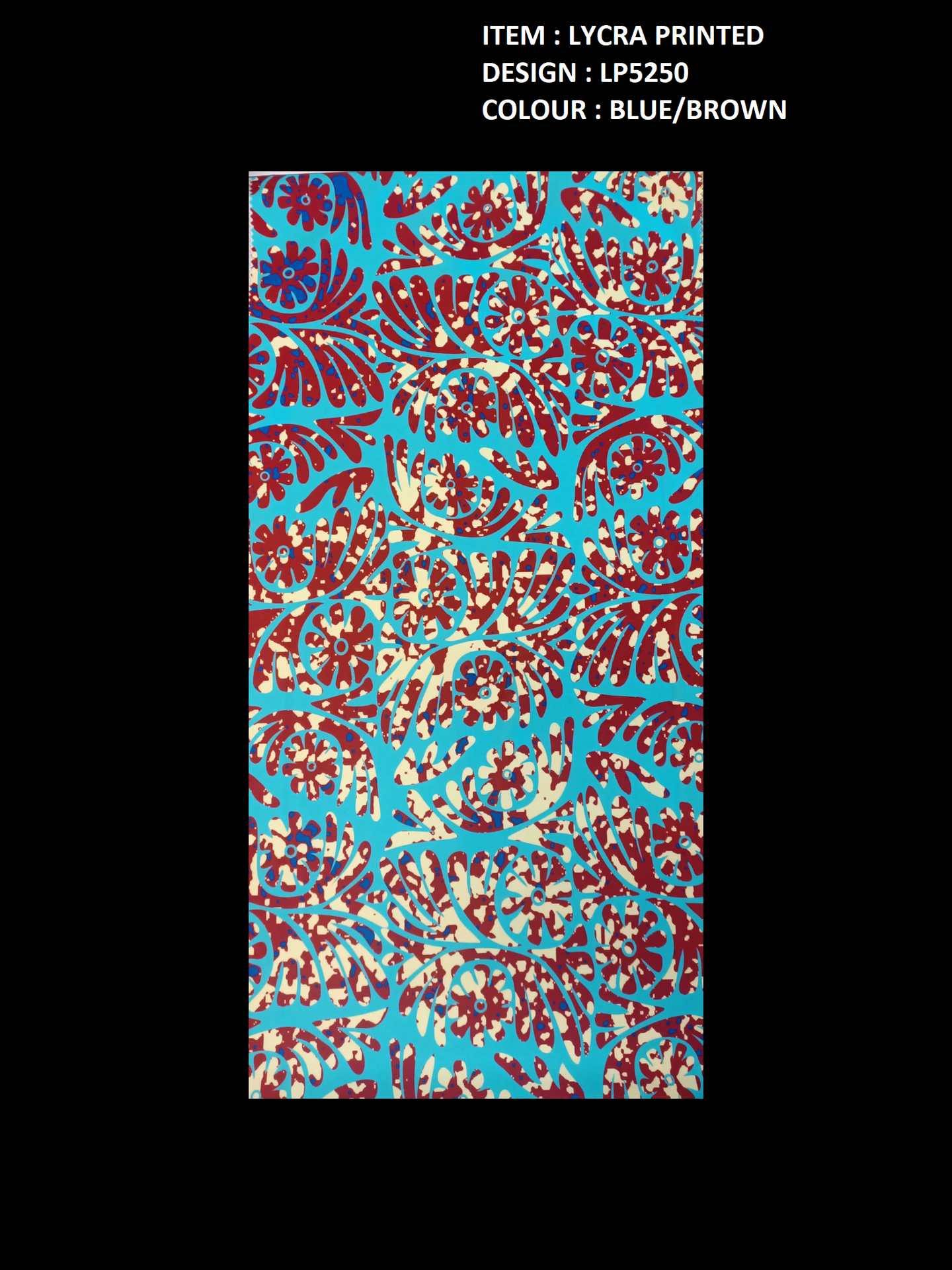 POLYNESIAN DESIGN LYCRA PRINTED FABRIC - BLUE BROWN