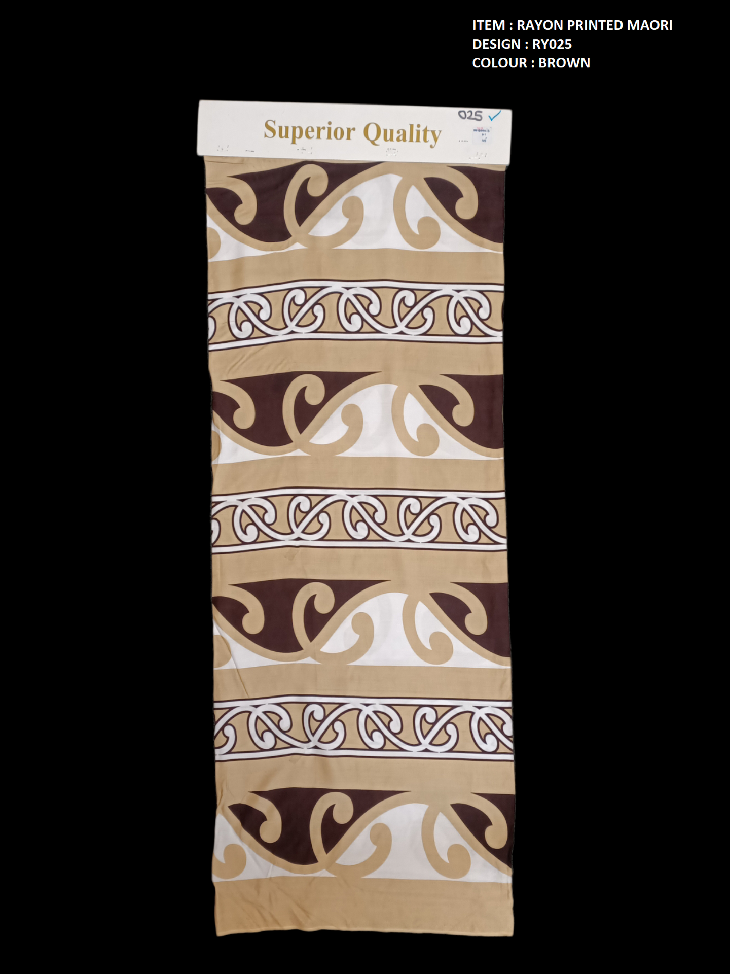 MAORI DESIGN RAYON COTTON PRINTED FABRIC - BROWN